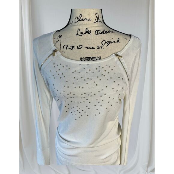 Cache Y2K Sweater Pullover Long Sleeve with Studs and Zipper Detail Women’s Size - Picture 5 of 7